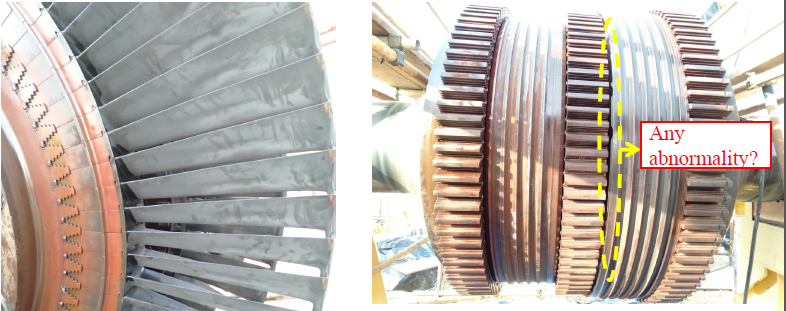 Turbine Rotor Blades inspection,  Shaft Coupling, Shell, Rotor Dismantling,